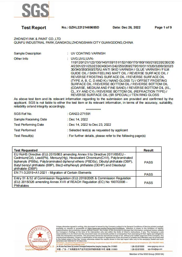 SGS Test Report